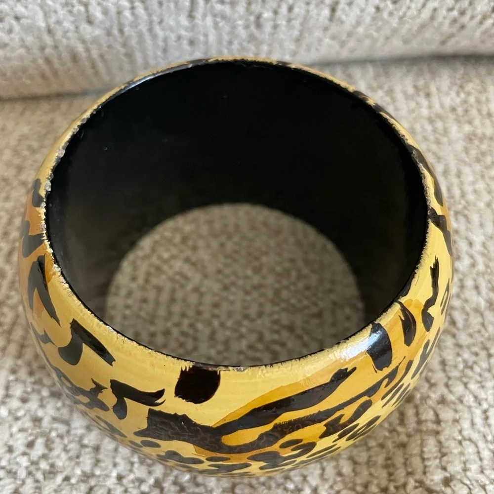 Leopard Print Yellow Bangle Bracelet - Picture 9 of 11